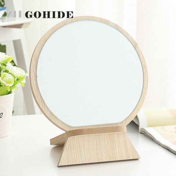 

duh new creative single-way cute mirror compact portable hand makeup mirror travel table beauty wood shape cosmetic tools