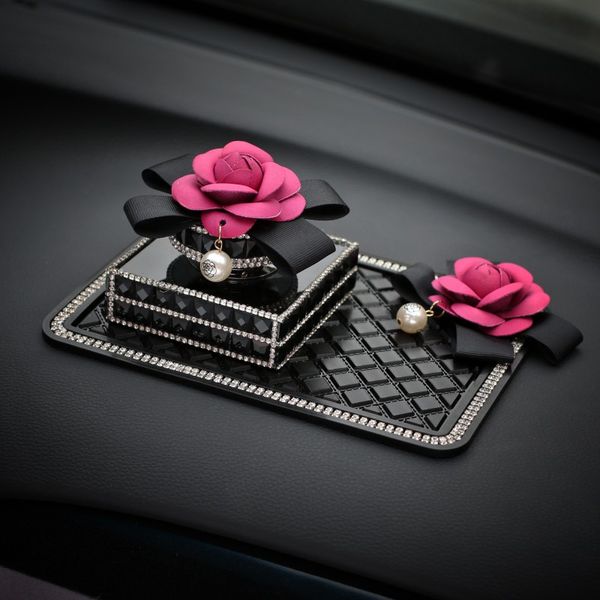 

car styling car air freshener crystal diamond camellia flower decoration ornaments women perfumes accessories for girls