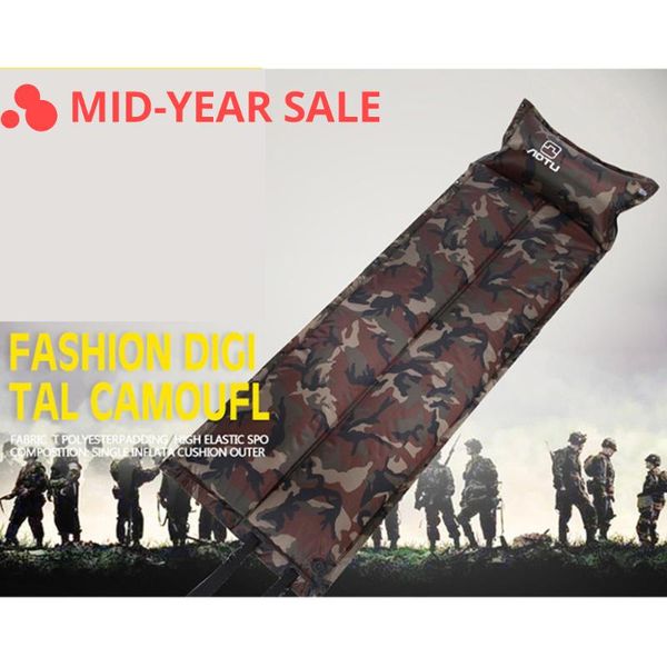 

inflatable mattress pillow sleeping automatic camping picnic pad camouflage air bed beach mat with inflatable pillow accessories