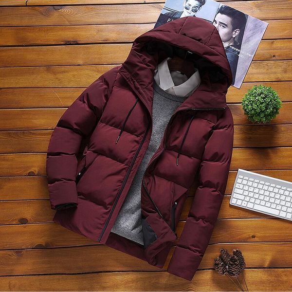 

plus size winter jacket men outerwear 2019 new winter men coat short slim thickening warm pakra male wadded jacket black red, Tan;black