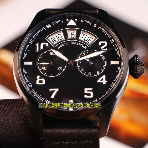 

высокое качество 1940 большой пилот часы iw502703 черный циферблат большой день дата автомат iw502701 мужские часы черный корпус кожаный рем, Slivery;brown