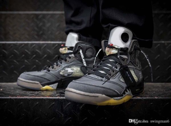 

neweest authentic off air 5 white men basketball shoes black muslin textile mesh upper 3m reflective retro sports sneakers ct8480-001