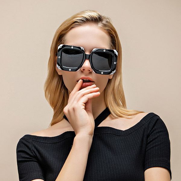 

popular new selling luxury designer sunglasses for women 0481 square plate full framework fashion lady generous style uv400 lens, White;black