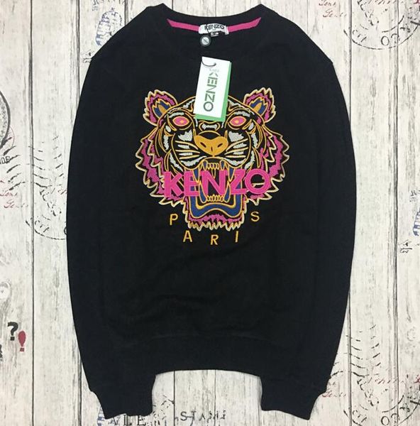 

горячая европейский бренд tiger head вышитые мужчины женщины толстовки хлопок осень зима унисекс толстовки повседневная уличная одежда jogge, Black