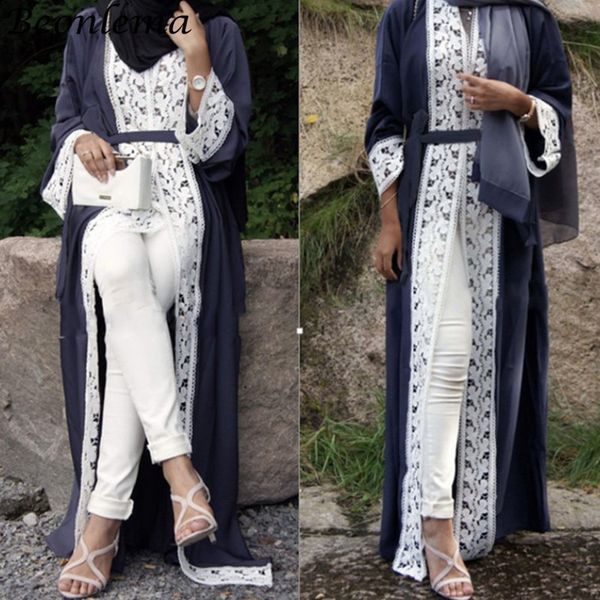 

ethnic clothing beonlema women muslim open rode black abaya turkish long lace tunic kaftan for ladies musulam plus size caftan, Red