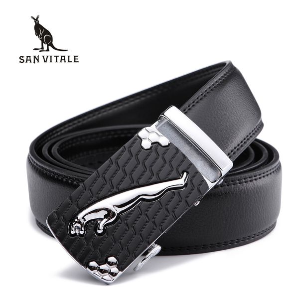 

san vitale men belts genuine leather luxury designer strap male belt for man automatic buckle jeans cintos masculinos ceinture y19051803, Black;brown
