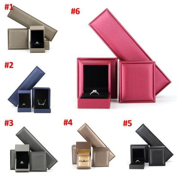 

wholesale classical white square jewelry packaging original boxes for pandora charms black velvet ring earrings display jewelry box a0193, Black;white