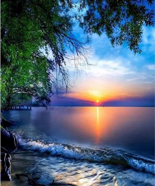 

full square/round drill 5d diy diamond painting "sunset scenery" embroidery cross stitch mosaic home decor art experience toys gif