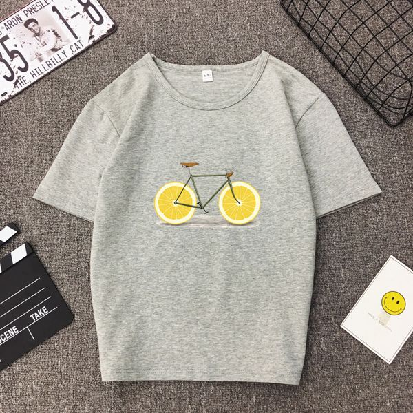 

women womens designer t shirts 2019 new womens lemon slice bicycle t brand new casual summer female t shirt cute top, White