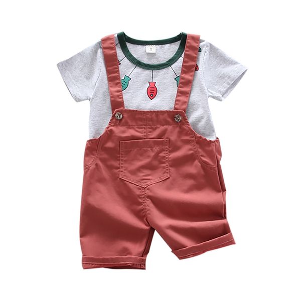 

2 шт. / компл. baby boy girl летняя одежда с коротким рукавом детский хлопок мультфильм шаблон топ + комбинезоны детская одежда, White