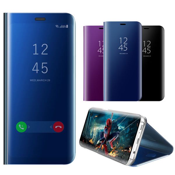 Роскошные зеркальные кожаные чехлы-флипы для Samsung Galaxy S24 Ultra S23 S22 Ultra S21 FE A55 A35 A25 A15 A54 A34 A24 A14 A73 A53 A33 Clear View Phone Case