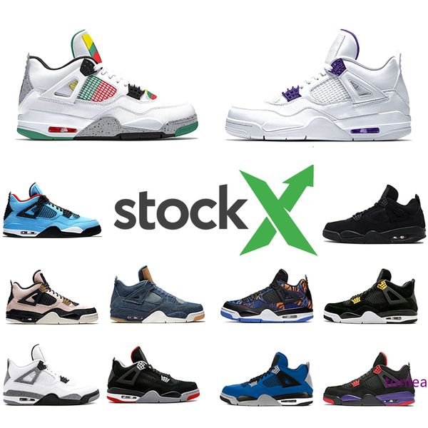 

stock x carnival court purple bred 4 4s iv cactus jack mens basketball shoes white cement denim blue men women sports designer sneakers