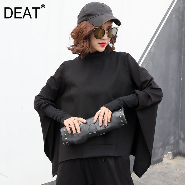 

deat] сыпучего fit большого размера толстовка новой водолазка длинных batwing рукав женщина большого размер мода tide осень зима 2019 13e31, Black