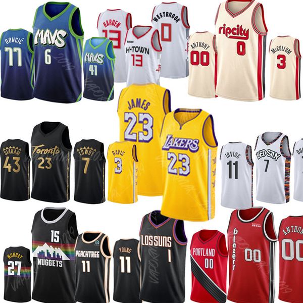 

27 murray 15 jokic ncaa basketball jersey 77 doncic 6 porzingis 41 nowitzki 13 harden 0 westbrook jerseys 7 durant 43 siakam james, Black;red
