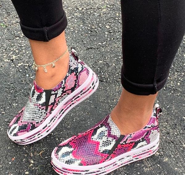 

litthing spring women snake printing pu leather vulcanized shoes lace up female sneakers platform woman shoes walking footwear, Black