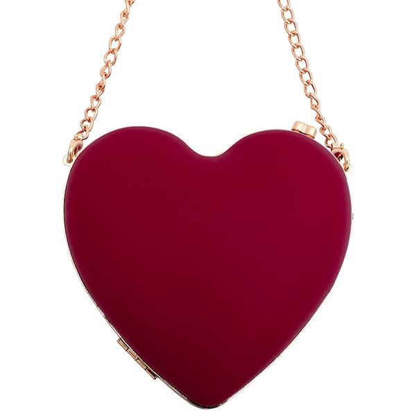 

wine red love heart bag cute evening bag shoulder crossbody chain women's bags