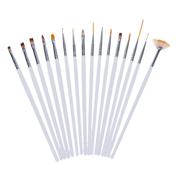 

16 pcs brush uv gel nail acrylic nail art dotting tool modeling set, Silver