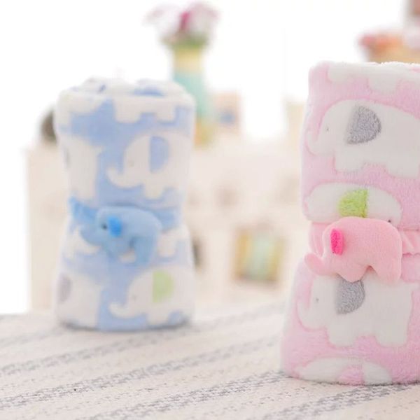 

new cute elephant cartoon baby blankets newborn elephant air conditioning quilt coral velvet pillow quilt dual-use baby product