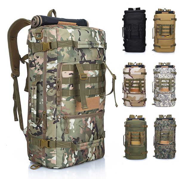 

50l sports outdoor mountaineering bag large capacity hiking camouflage backpack multifunctional slant waterproof baggage