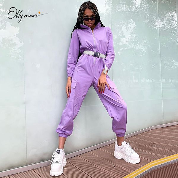 

ollymurs new fashion women zipper women spring jumpsuits regular leg jumpsuit trousers clubwear womens casual playsuits clothes, Black;white