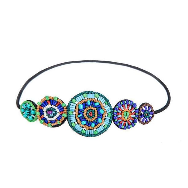 

новое прибытие женщин богемского ручной multicolor бисер круглой форма stretch эластичная повязка аксессуары для волос, Silver