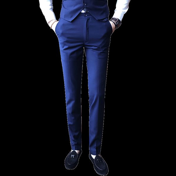 

suit trousers gentleman british style new men's solid color slim business casual large size s-5xl high quality suit pants, White;black