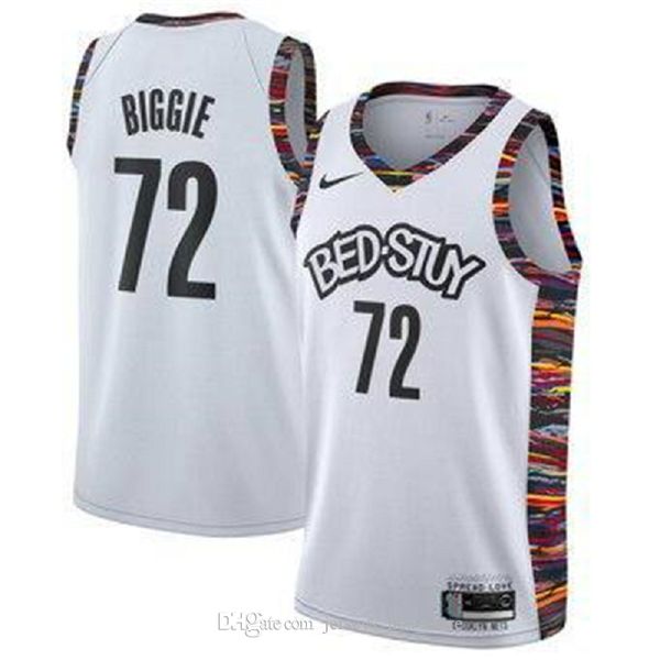

2020 men brooklyn nets white 2019/20 72 biggie swingman basketball jersey - city version 02, Blue;black