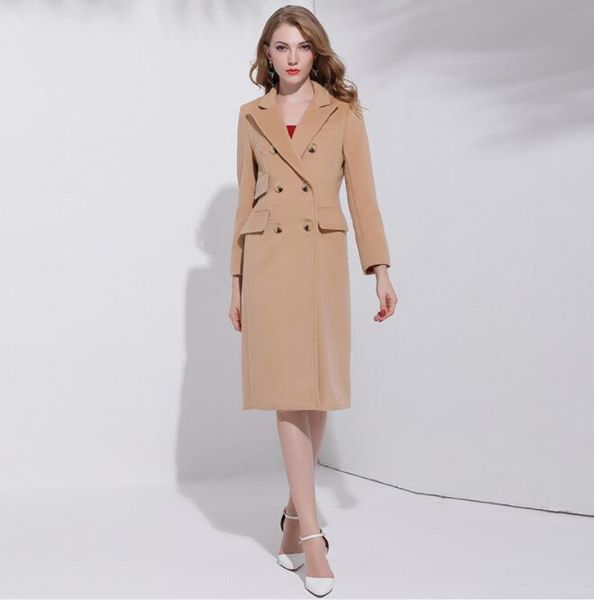 

2019 autumn and winter wool coat casual fashion women overcoat jacket outerwear solid single breasted coat women clothing, Black