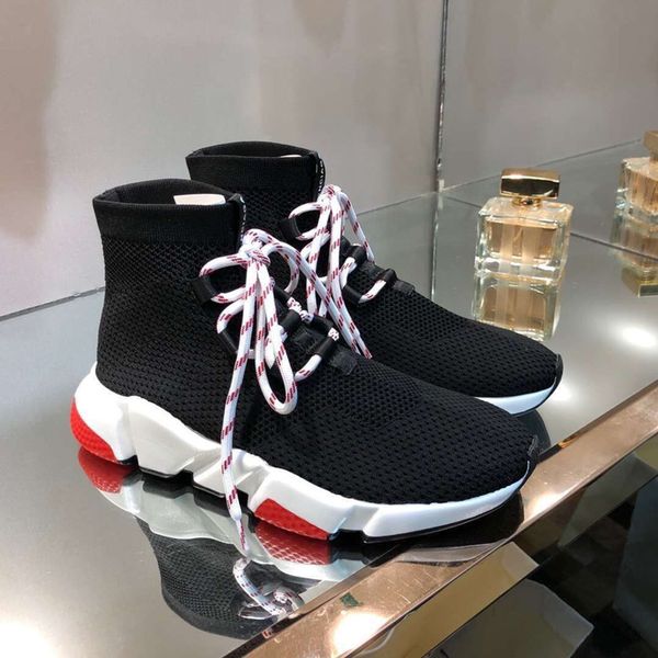 

knitted socks boots european 2019 new high elastic breathable strap slimming lovers high casual shoes paris tide, Black