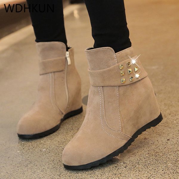 

boots women warm snow ankle buckle match solid shoes girls winter edf56, Black