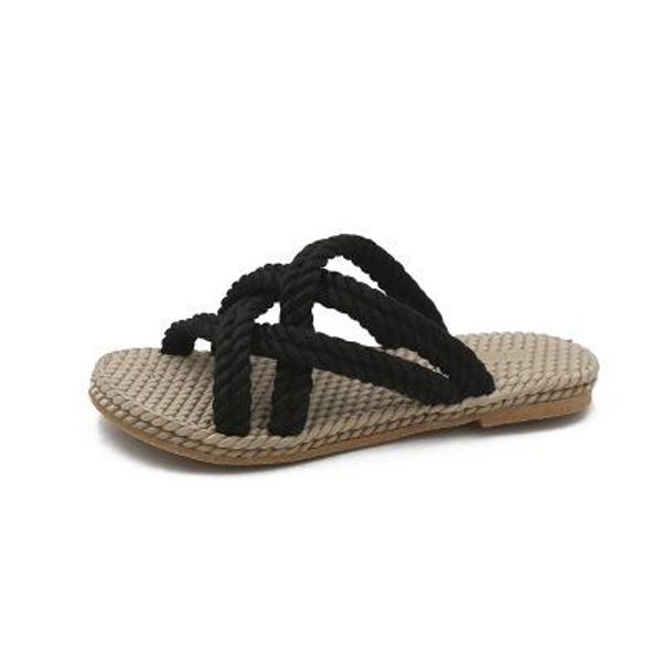 

2019 cane shoes new summer sandals for women fashion ladies open toe fisherman shoes female flats, Black