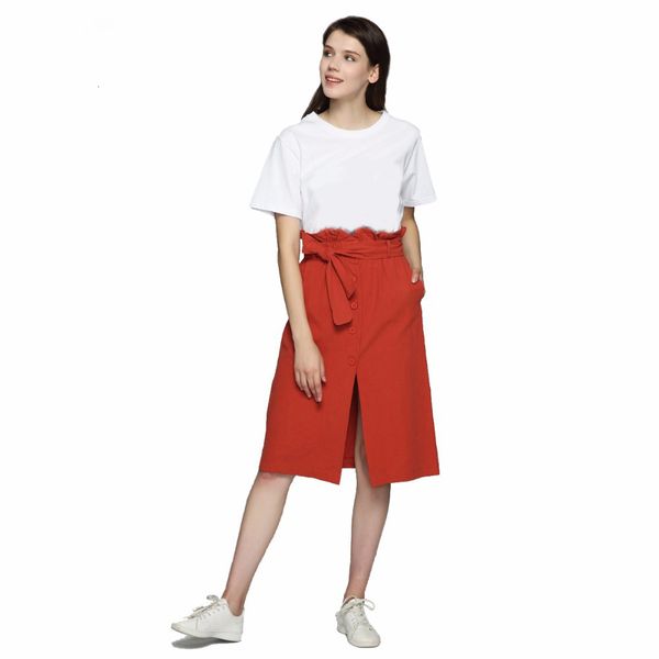 

pleated skirt women skirts women elegant bow tie sashes skirt a line pleated front split buttons basic ladies mid calf skirts bsq750, Black