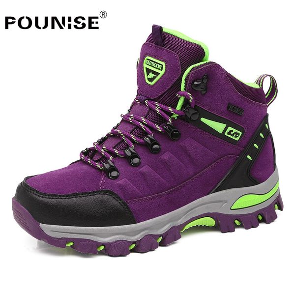 

fashion woman boots winter warm 2019 outdoor casual shoes women suede leather boots female waterproof snow rubber, Black