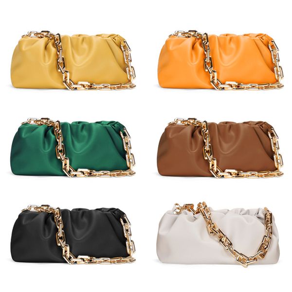 

толстая цепь облако сумка ретро подмышки сумка 2020 новый мягкий складной дизайнер женский коровья кожа клатч сумочка