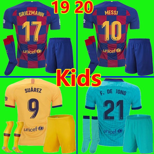 

barcelona jersey kids kits 2019 2020 10 messi jerseys 19 20 soccer jerseys 9 suarez 23 mutiti 14 malcom maillot de foot barcelona fc shirts, Black