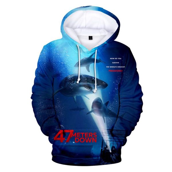 

47 meters down 3d hoodies men women fashion 47 meters down sweatshirt boys/girls hoodie 3d autumn winter hoodies movie, Black