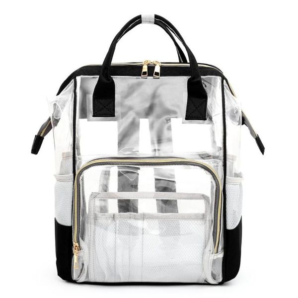 

transparent mommy travel backpacks large capacity pvc maternity nappy handle bags baby care nursing diaper packs mochila