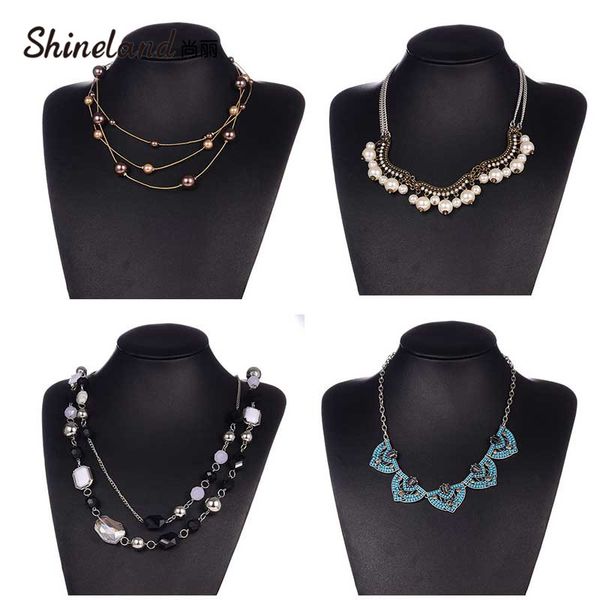 

shineland simple long double layer simulated pearls ladies necklaces clavicle fashion jewelry sweater chain necklace for women, Silver