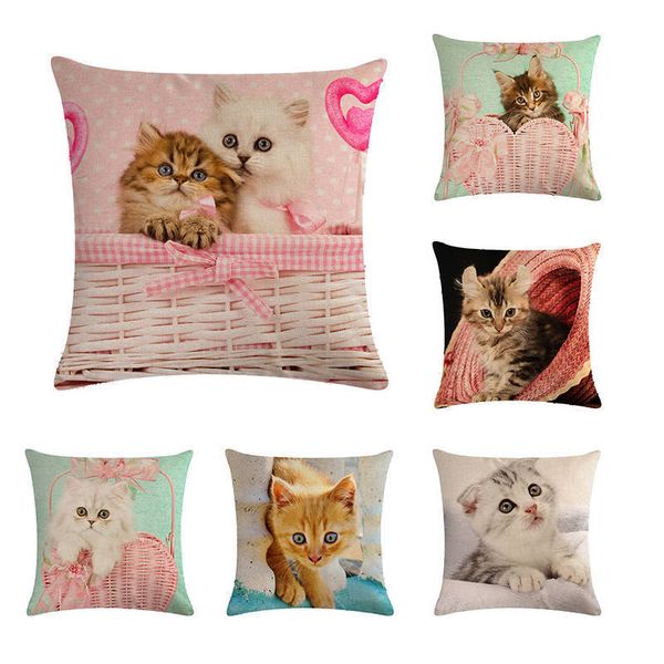 

подушка обложка кошка животных наволочка хлопок белье наволочки подушки крышки 45 * 45 диван главная декоративная подушка coverzy15