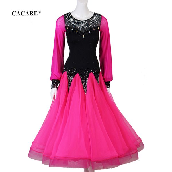 

luxury waltz dress ballroom dance competition dresses tango flamenco standard dance dresses d0718 big sheer hem, Black;red