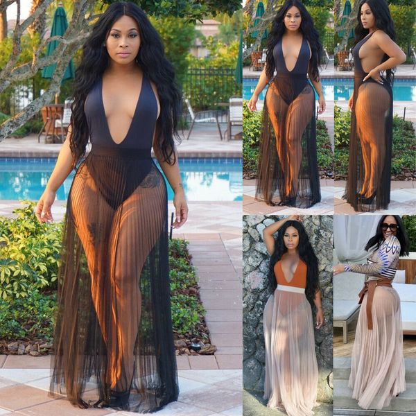 

brand new 2019 women swimwear beach bikini lace black pink cover up bathing wrap long skirt sarong pareo dress, Blue;gray