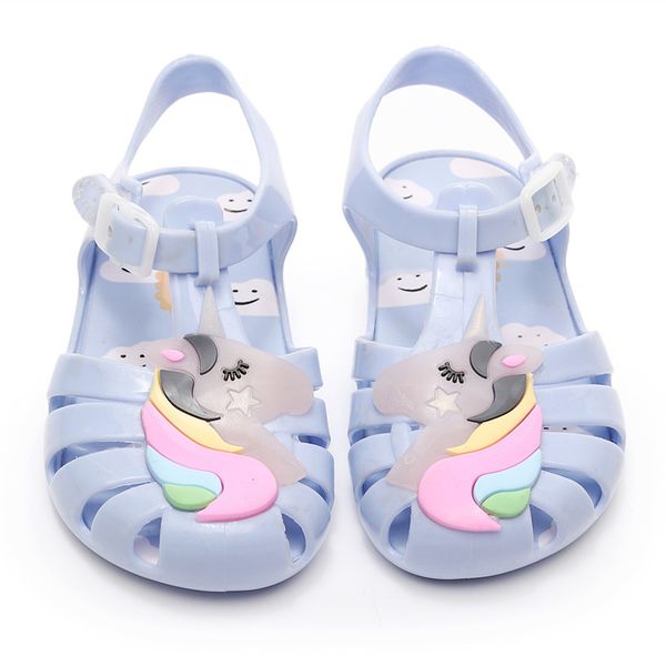 

2018 new kids mini jelly sandals for baby children sandals girls summer cute unicorn beach flat shoes infantil sandalia, Black;red