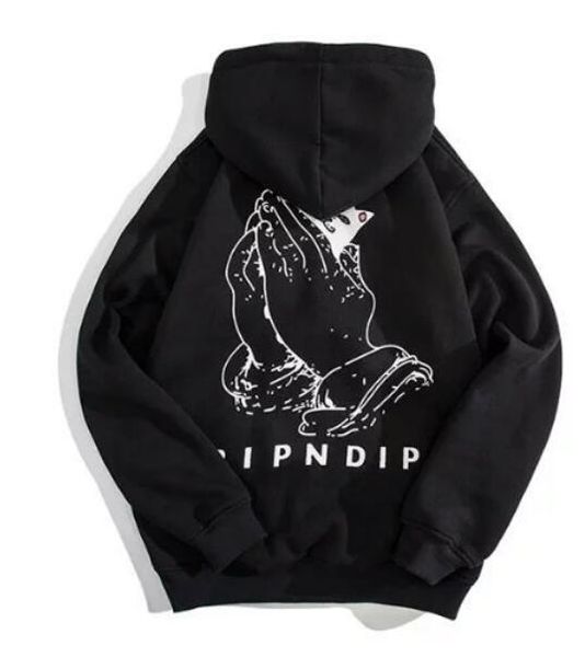

designer mens sweatshirt europe and the united states tide brand hoodie ripndip letter print rib long-sleeved hoodies women pullover sweater, Black