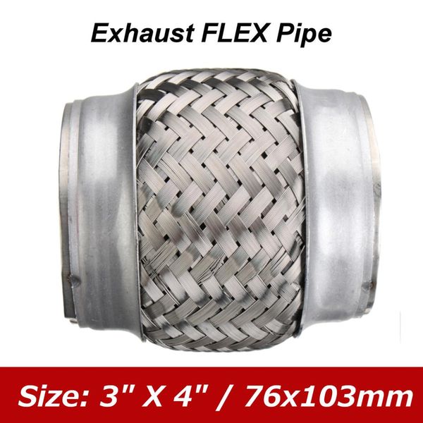 

3x4 inch 76mm car stainless steel exhaust pipes single braided flex connector adaptor ripple