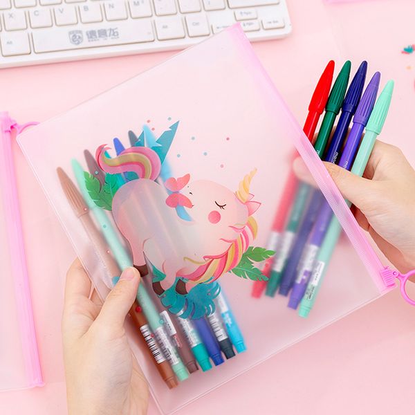 

kpop cute kawaii cartoon comic unicorn pencil case pencil box school student office stationery storage bag kid gift prize