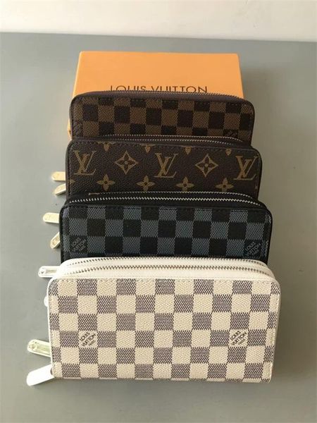 

new fashion men's zipper wallet four colors men classic pu leather wallet cluch wallet card holders bag with box, Red;black