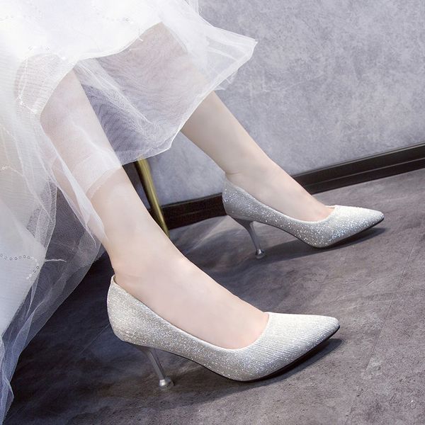 

2020 spring pointed toe wedding dress shoes women pumps hollow out high heel shoes woman stiletto single ladies, Black