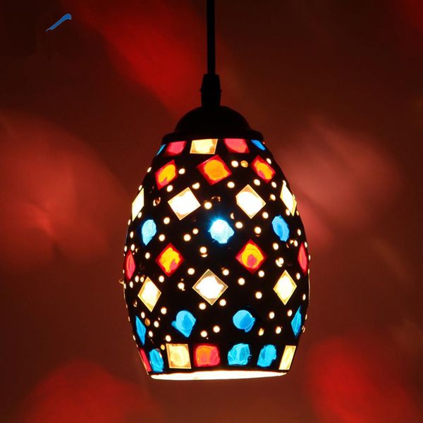 Estilo Mosaic Freeshipping Retro Vintage Multicolour Pendant Light bulbo gaiola pendurada abajur Home Bar Café Restaurante Decoração