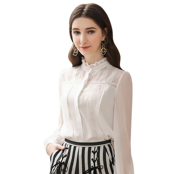 

summer women temperament white chiffon blouse korean style clothing