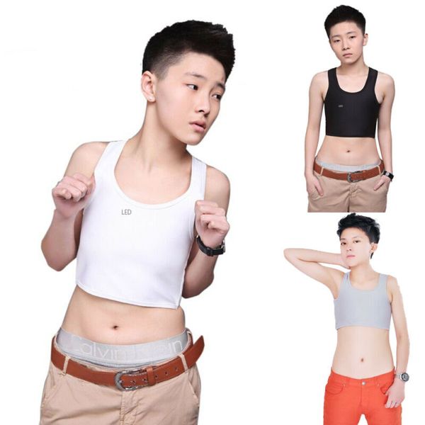 

2019 нового повседневного дышащей пряжка короткой грудь груди binder trans tops tomboy shaper косплей жилет топы, Black;white